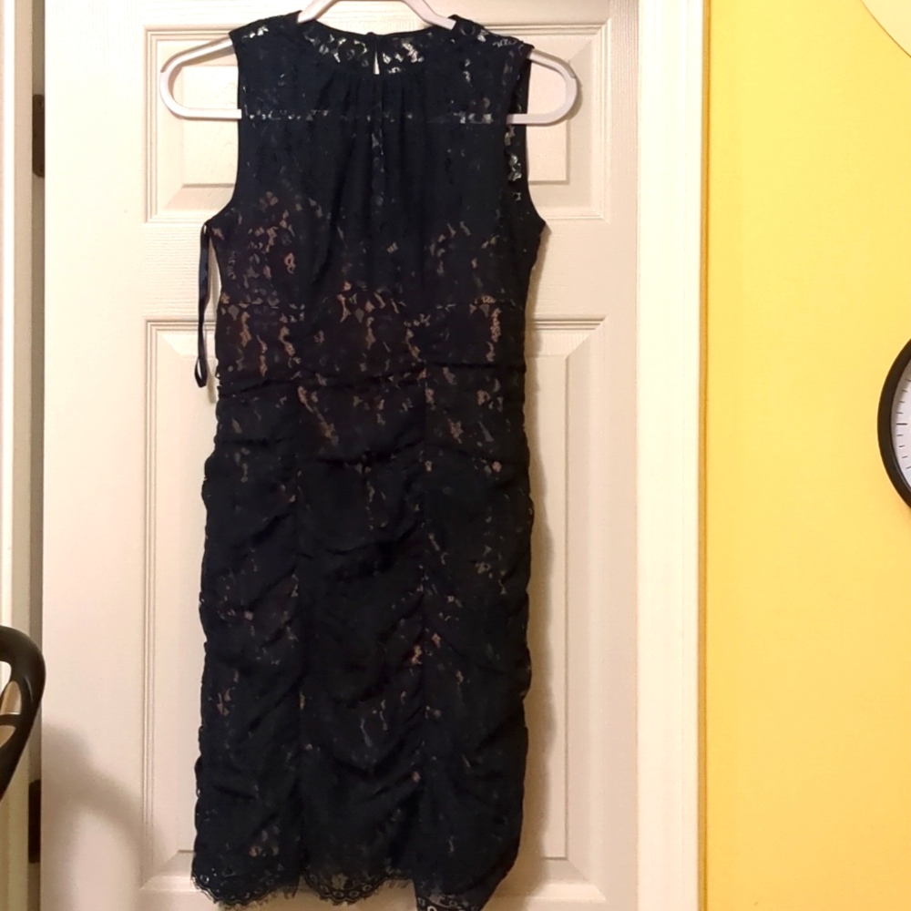 Eliza J Women's Size 4 Navy Laced Cotton Blend Dress